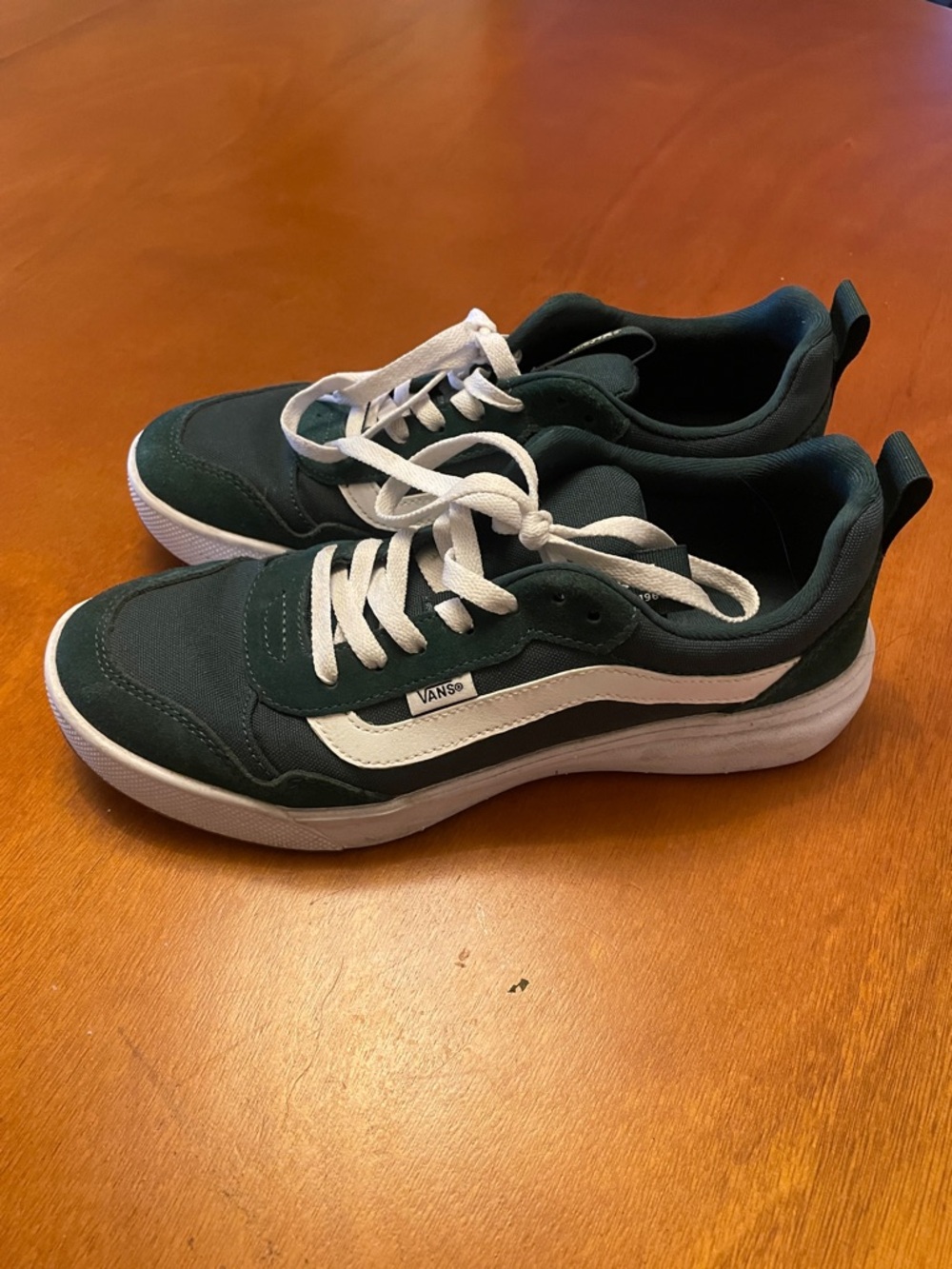 Vans Green Low-Top Sneakers with White Stripe